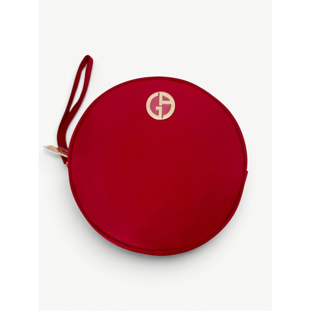 Giorgio Armani Beauty Red Round Cosmetic/ Evening Wristlet Bag